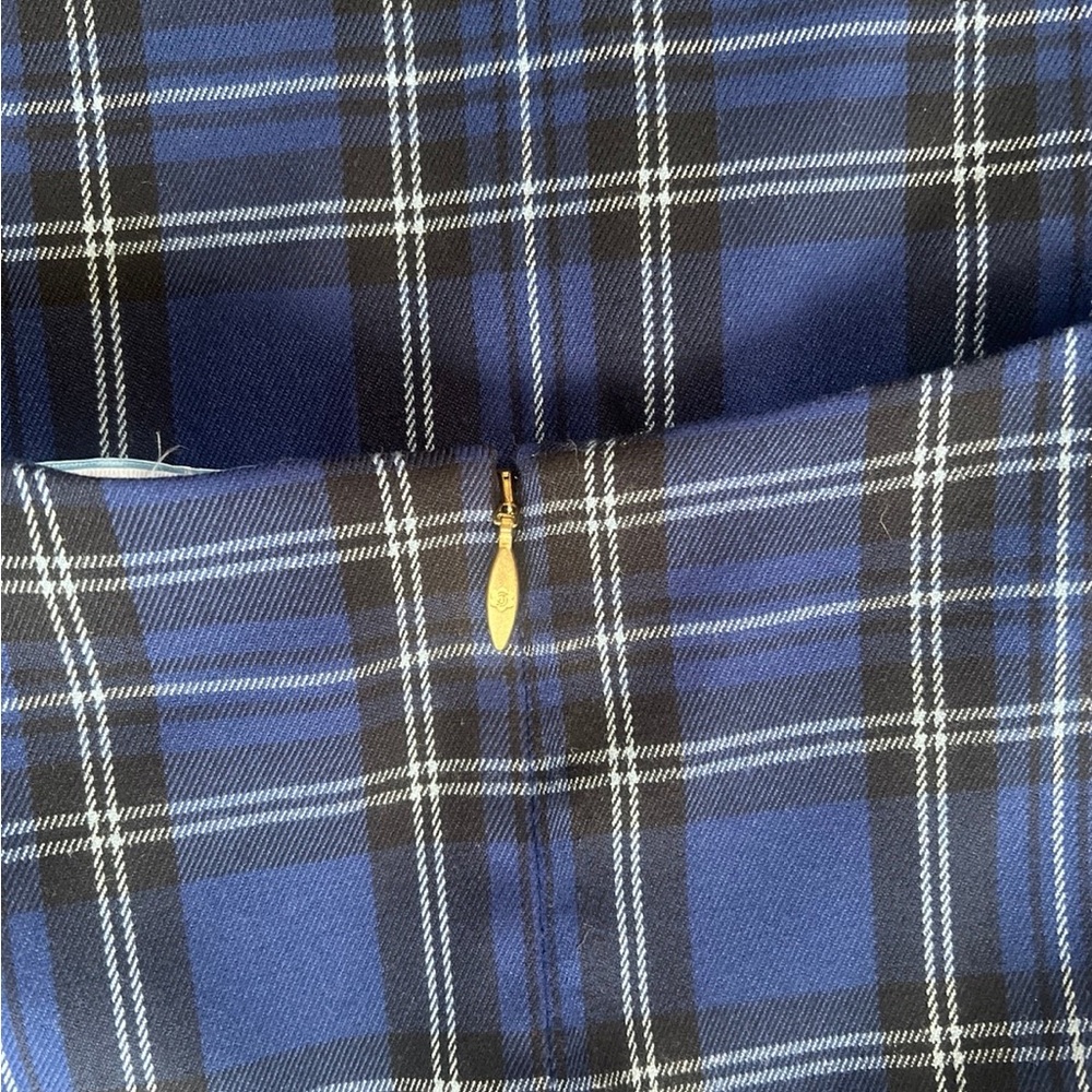 Draper James Navy Plaid V-Neck Ruffle-Sleeve Mini Dress - Picture 8 of 8